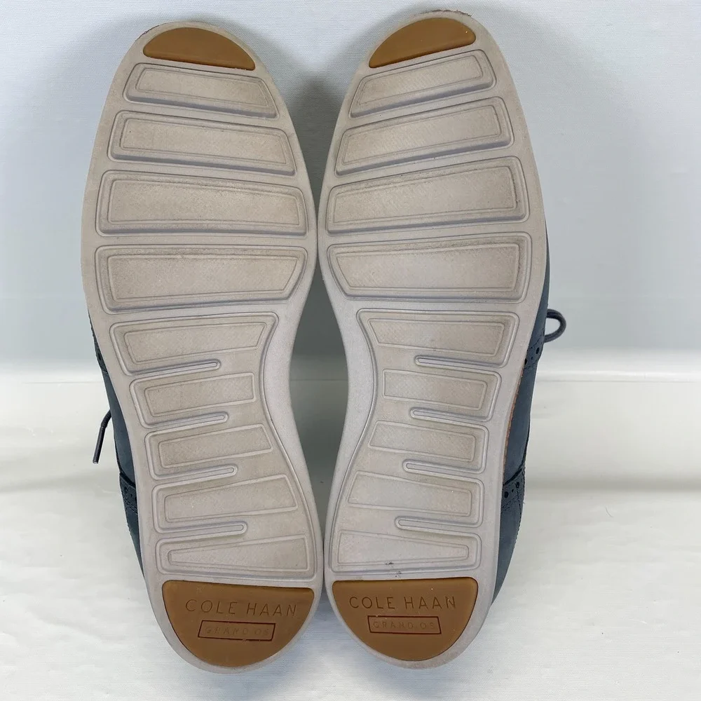 Cole Haan Original Grand Shoes Mens Size 10 M Blue Nubuck Wingtip Lace Up Oxford